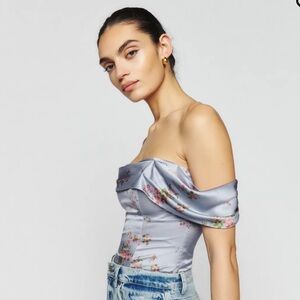 Reformation Lux Silk Top Blue Melba 8 new with tags romantic date bridal shower